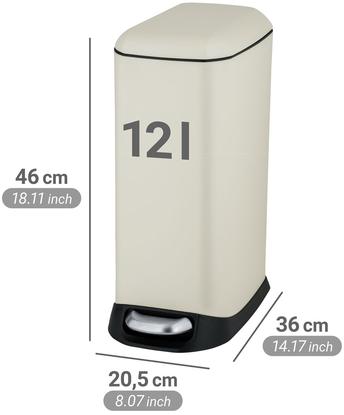 WENKO Mülleimer Modell Design, Abfalleimer mit Absenkautomatik und herausnehmbarem Einsatz