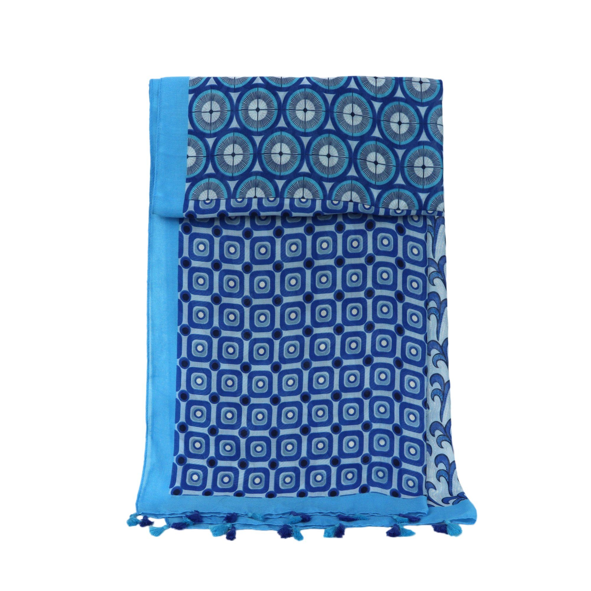 Quasten Modeschal ZEBRO Schal, blau