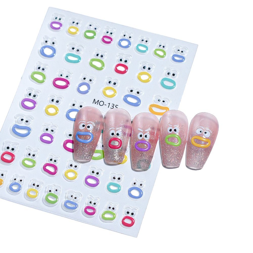 Nail Funny Sticker Jelly Modische Nageldesign Blusmart Nail mo135 Art, Natürliche Face Aufkleber Zubehör Nail DIY