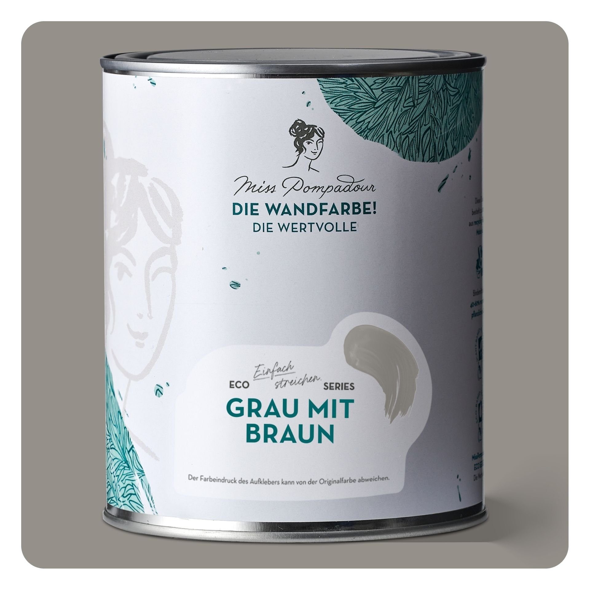 geruchsneutrale mit MissPompadour Deckkraft sehr matte Grau Innenfarbe, 1 wasserbasiert und Wandfarbe Wandfarbe L, mit Braun hoher - spritzfreie