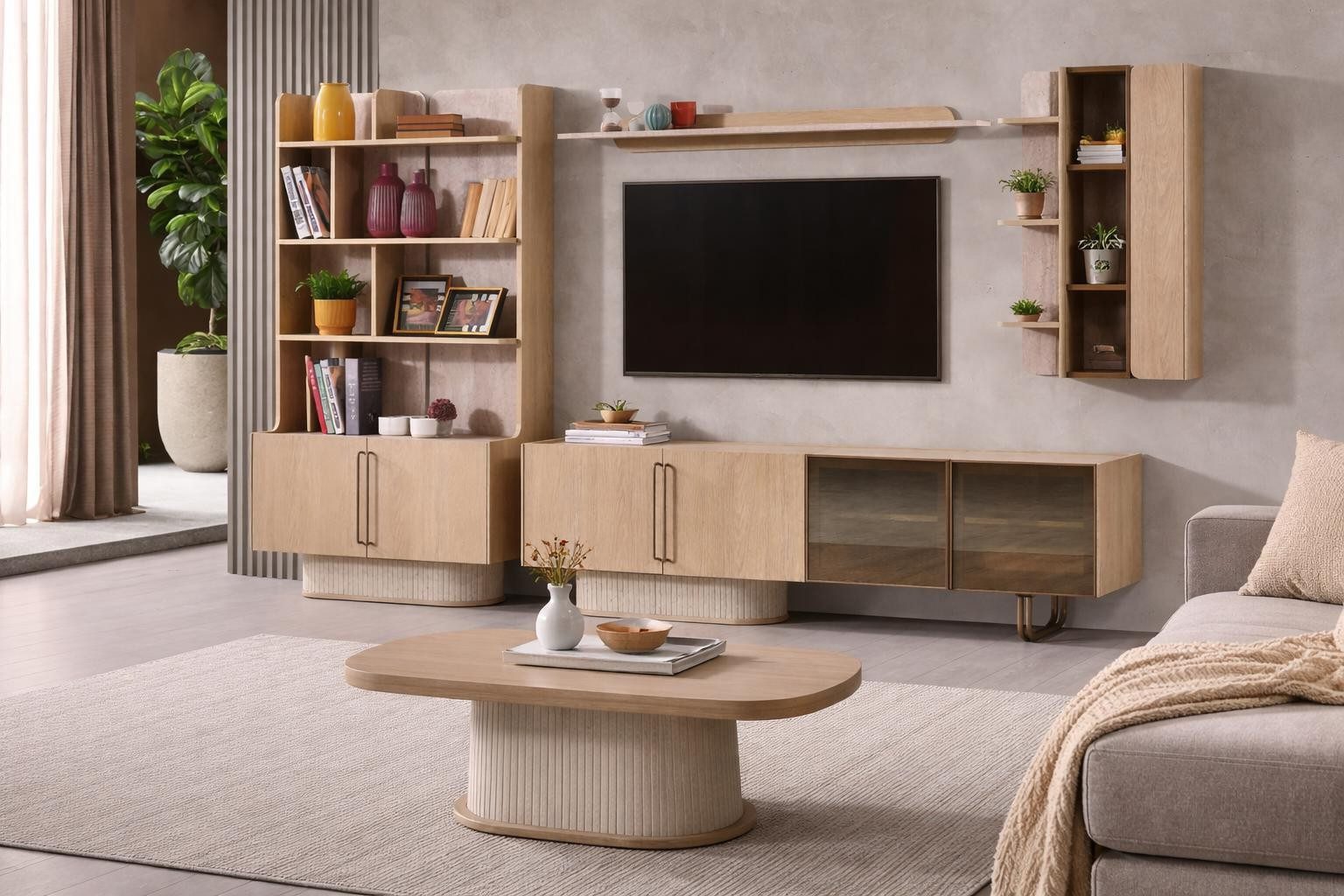 Xlmoebel Couchtisch Ovaler Holz-Couchtisch im modernen Design für Ihr Wohnzimmer, Made in Europa