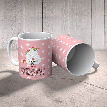 Mr. & Mrs. Panda Kinderbecher Einhorn Traurig - Rot Pastell - Geschenk, Pegasus, Trauer, Bruchsiche, Kunststoff, Förderung der Selbstständigkeit