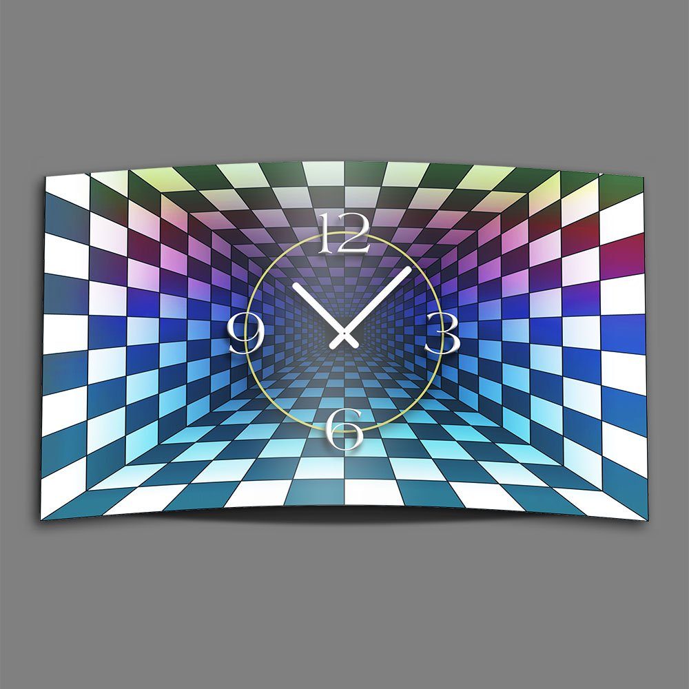 dixtime aus Wanduhr modernes 4mm Design Wanduhren Wanduhr Designer (Einzigartige Alu-Dibond) Chessboard Abstrakt Space 3D-Optik