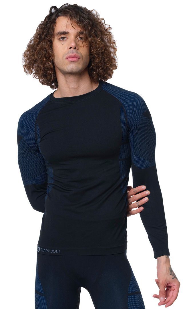 Funktionsshirt Schnelltrocknend Funktionsunterwäsche Soul® und Strapazierfähig schwarz/blau Seamless Stark