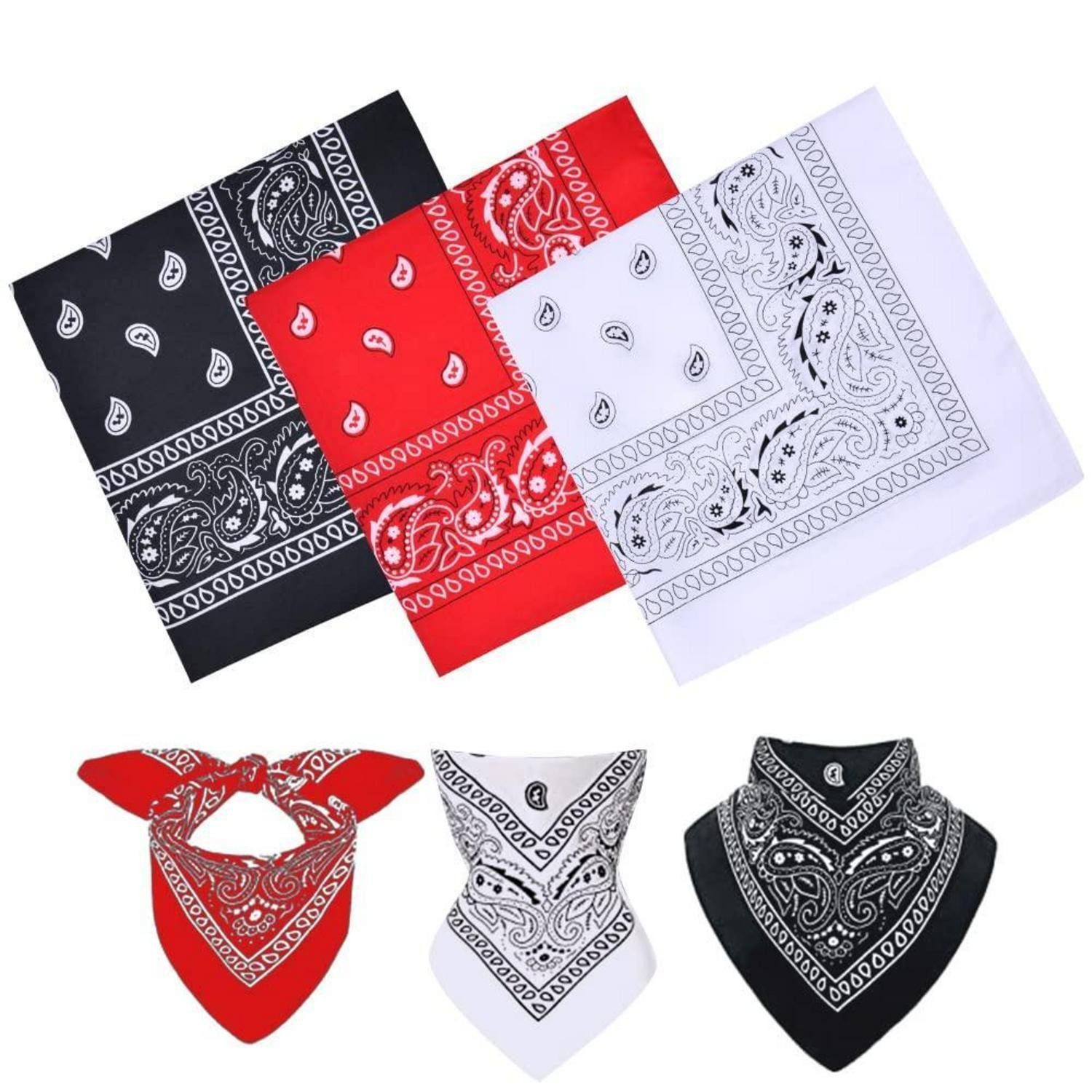 LuxusKollektion Bandana Bandana 3 Stück Paisley bunt, (3-St)