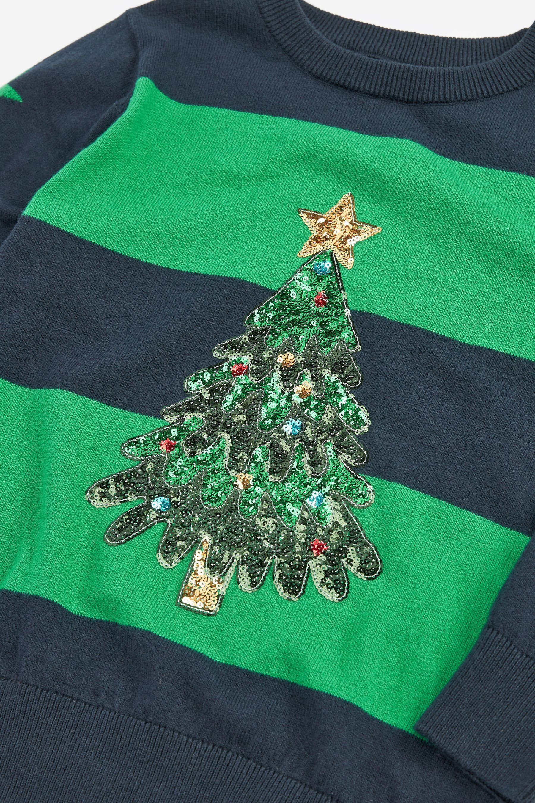 Pailletten Pullover aus Next Strickpullover Weihnachtsbaummotiv mit (1-tlg)