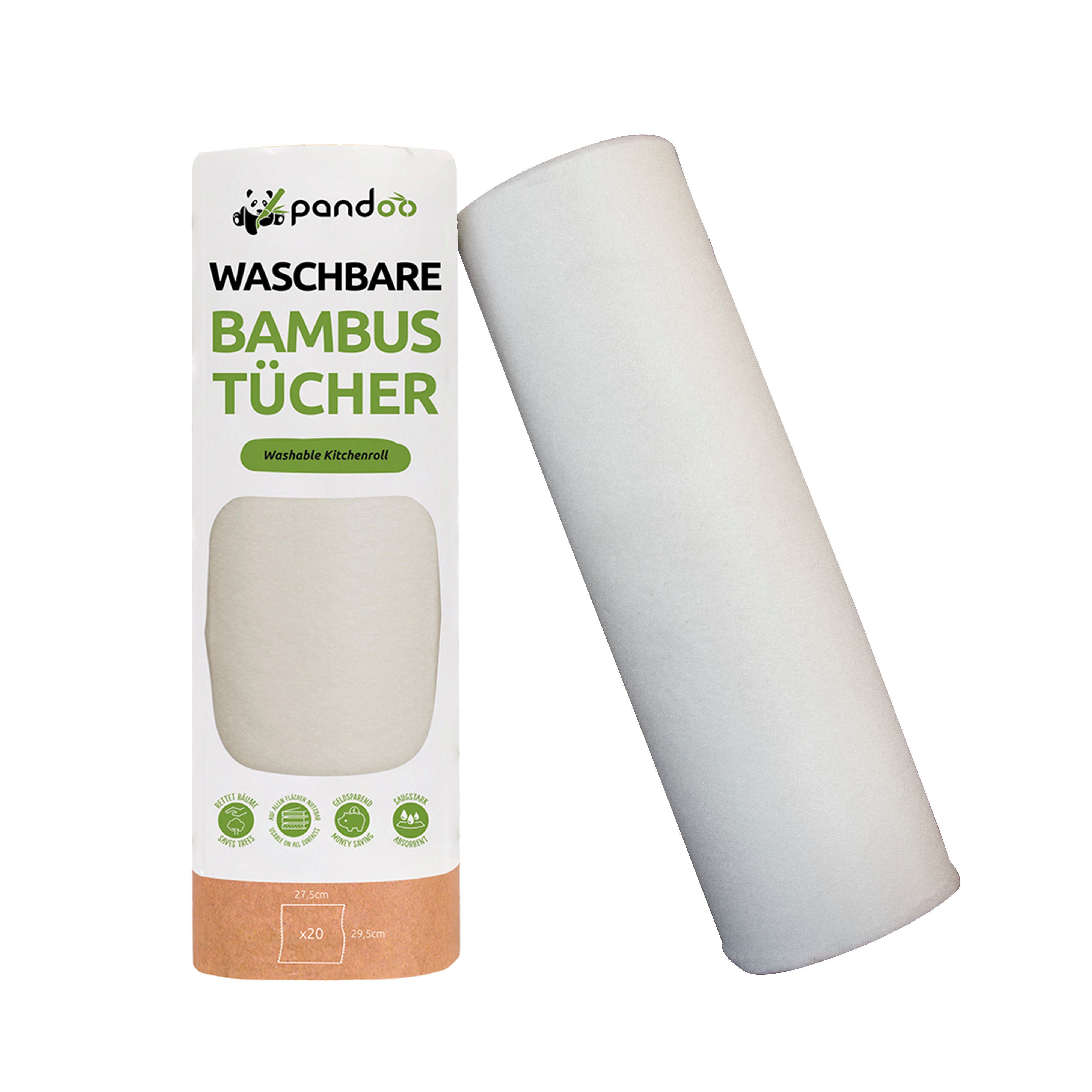 pandoo Papierküchenrolle Waschbare Bambustücher - Die wiederverwendbare Küchenrolle (1-St)
