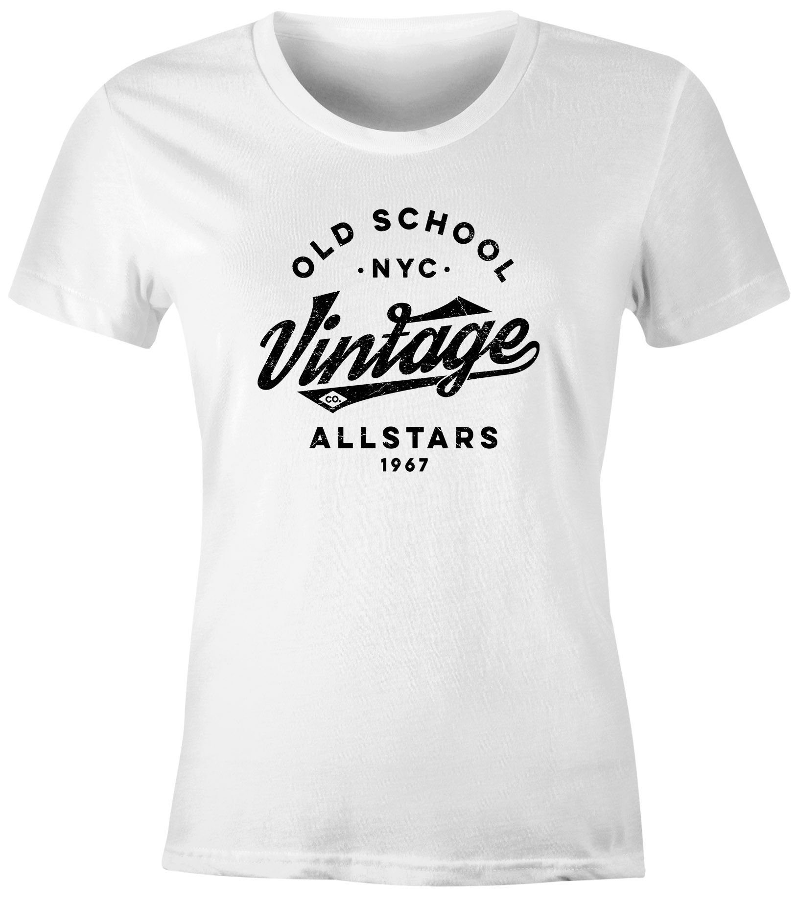 Neverless Print-Shirt Damen T-Shirt College Style Schriftzug Oldschool Vintage Allstars Fashion Streetstyle Slim Fit Neverless® mit Print