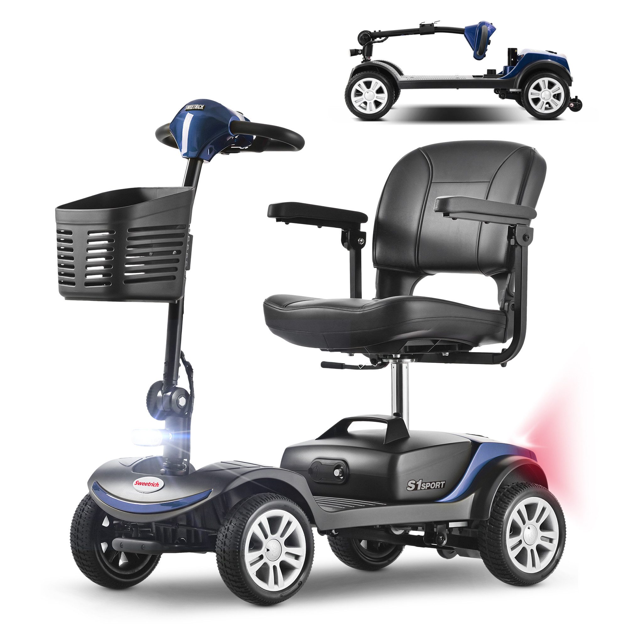 Rolipo Elektromobil Klappbar Elektromobil für Senioren und Erwachsene 12AH Akku,15-25km, 300 W, 6 km/h, Reichweite Elektroroller mit Sitz und Korb Elektro Scooter bis 136kg