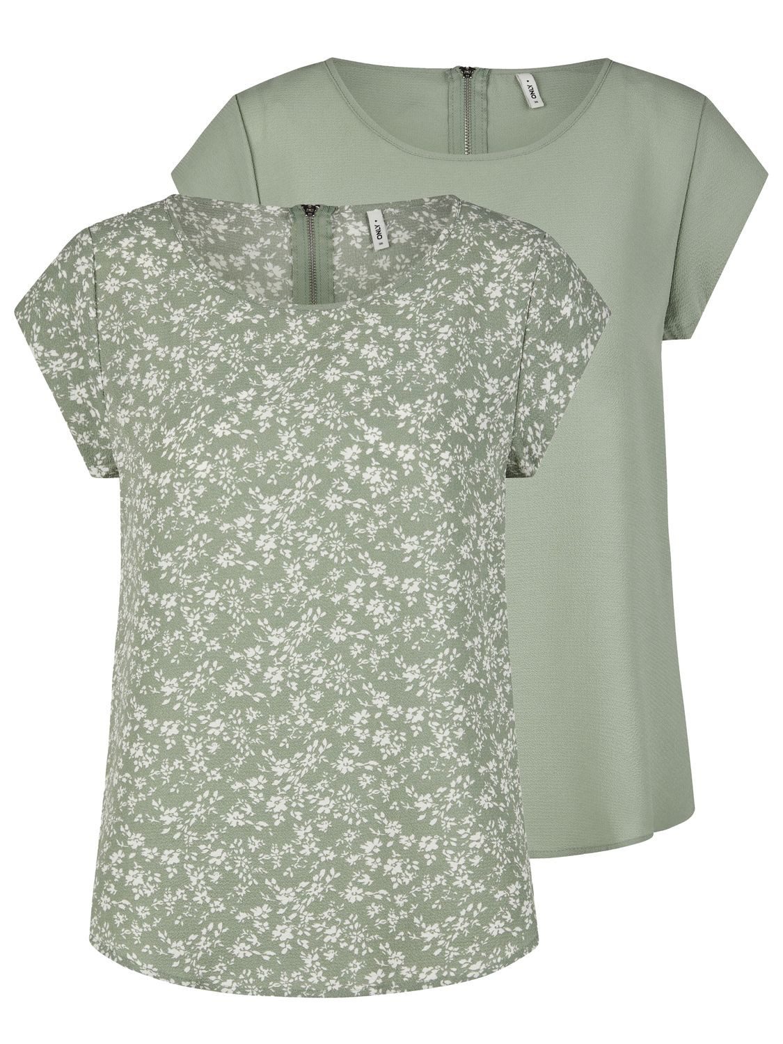 ONLY T-Shirt Damen Top ONLVIC Regular Fit (Vorteilspack, 2-tlg) Basic Kurza günstig online kaufen