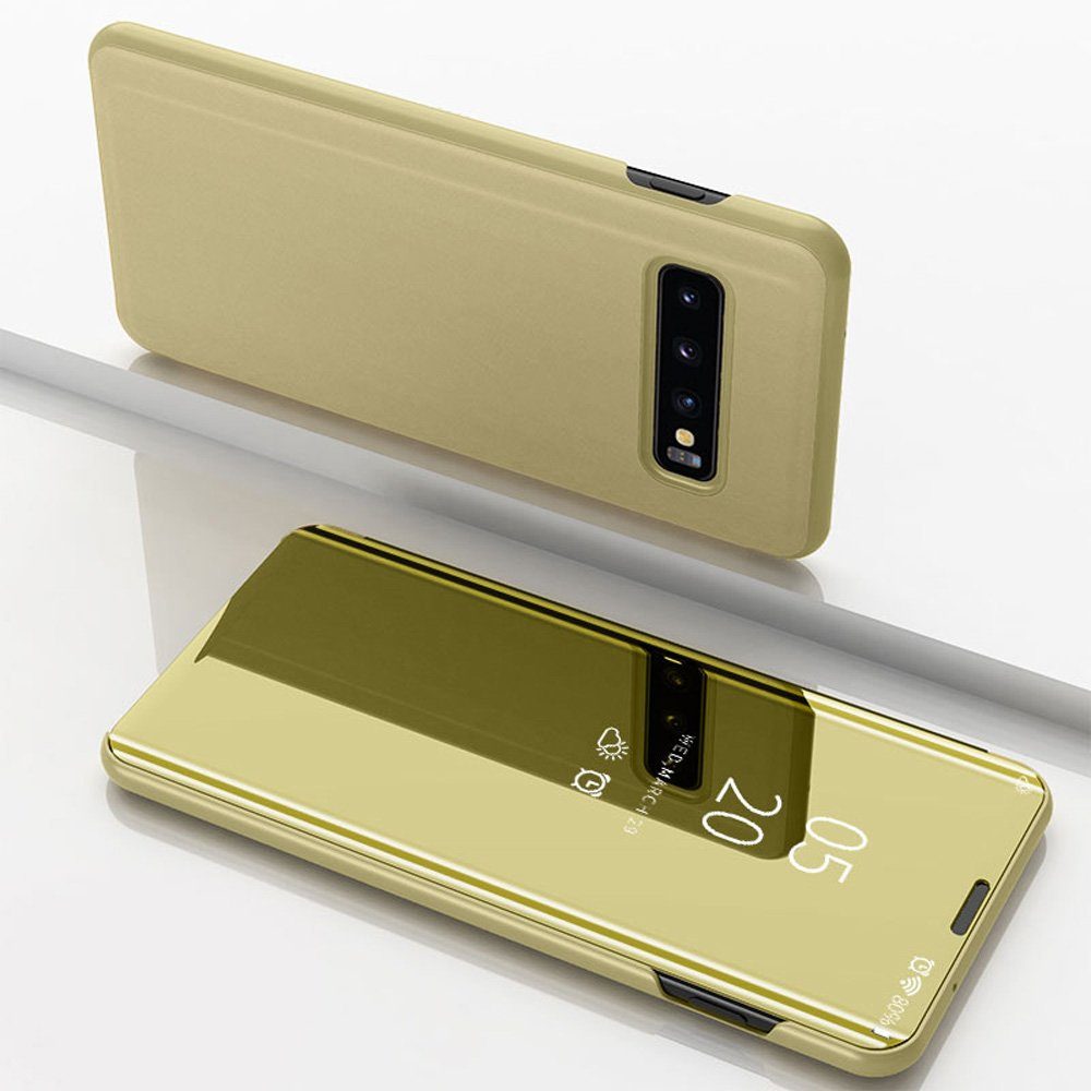 FITSU Handyhülle Spiegel Hülle für Samsung Galaxy S10 Handytasche, Schlanke Klapphülle, elegantes Flipcase, Handyhülle mit Standfunktion