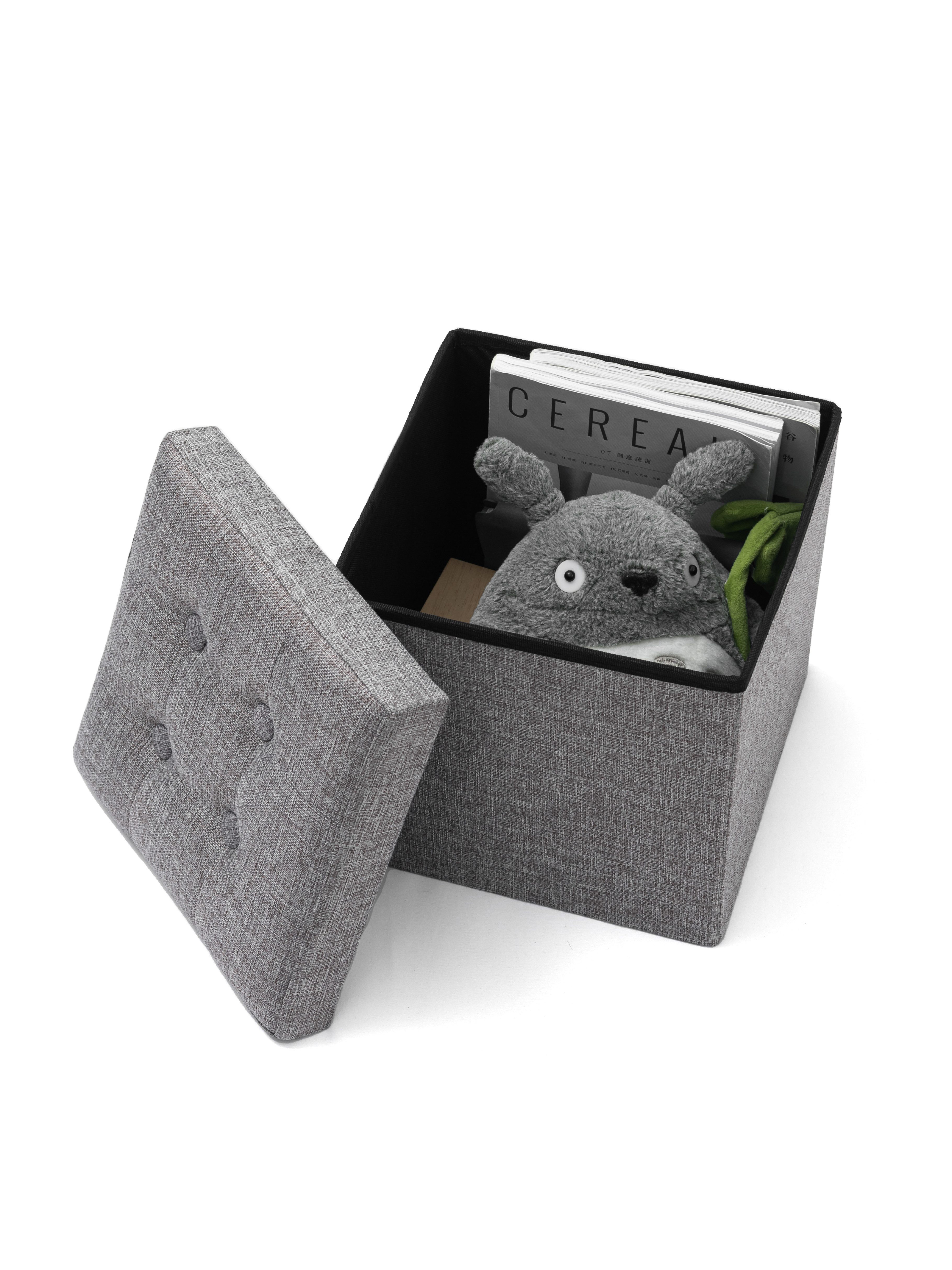 Oak&Tea Sitzhocker Sitzhocker mit Stauraum, Aufbewahrungsbox mit Deckel,30cm, grau, 30 x 30 x 30 cm, mit Stauraum