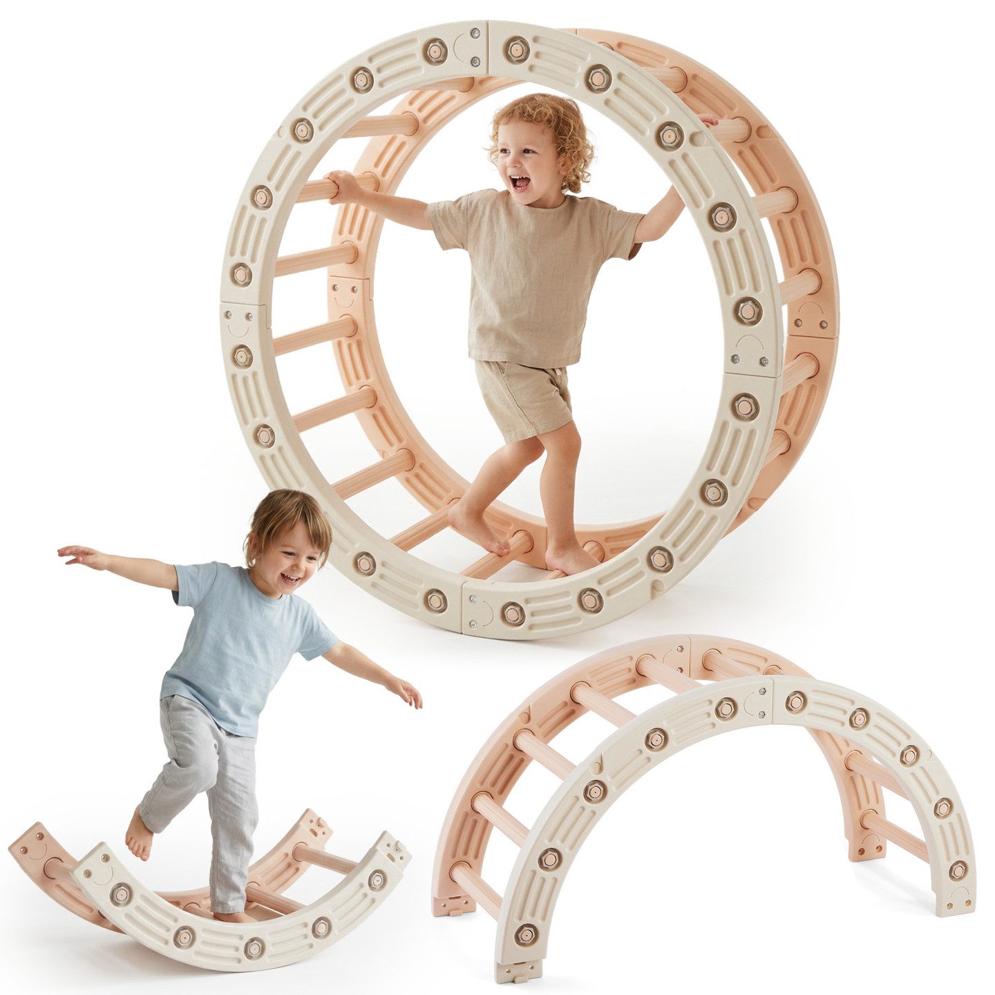 HyperMotion Motorikwürfel HyperMotion Kinder Wippe 4in1 Kletterbogen Balancebogen 110 cm