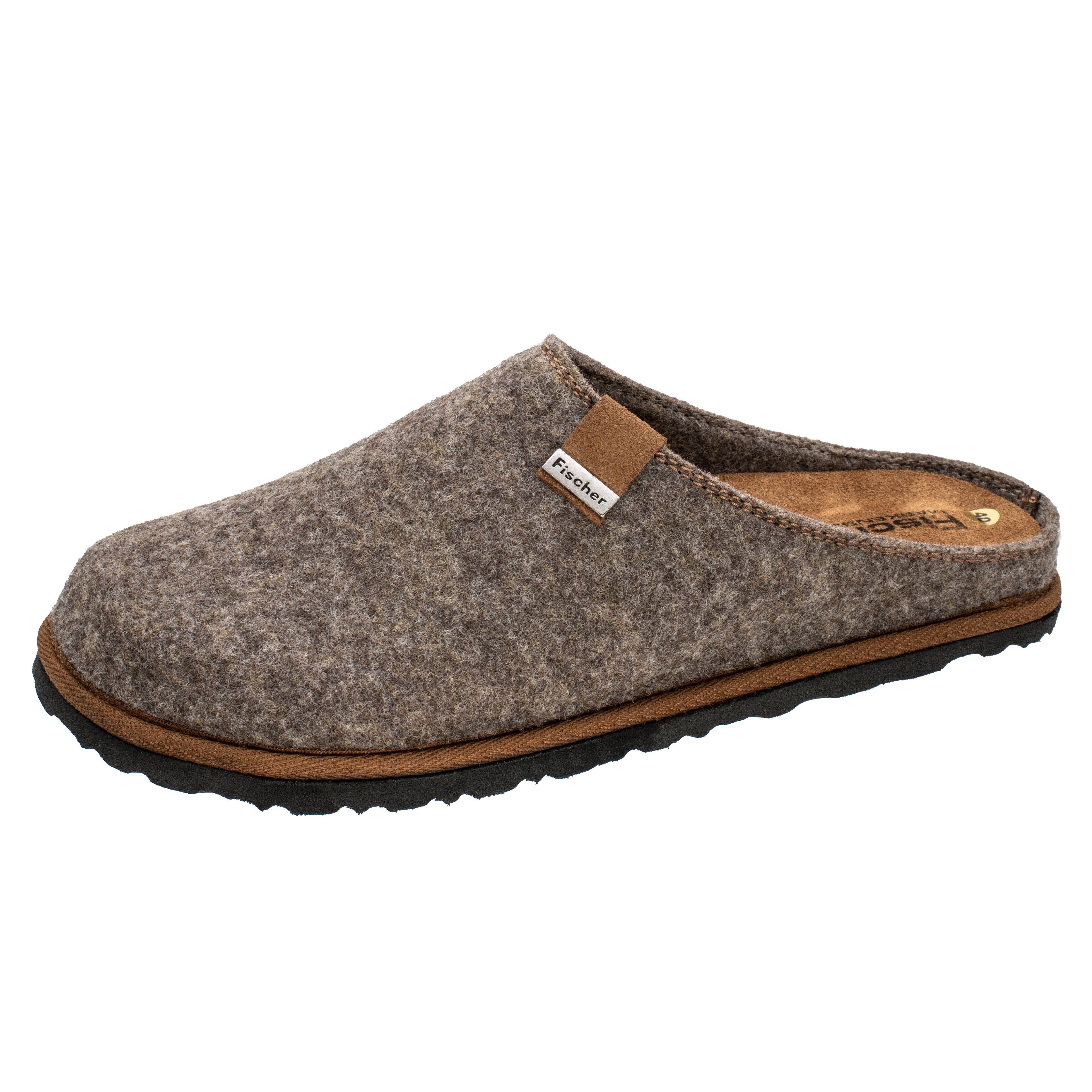 Fischer-Markenschuh Helge Pantoffel aus PET Upcycling Filz, Einlegesohle aus Leder ist herausnehmbar