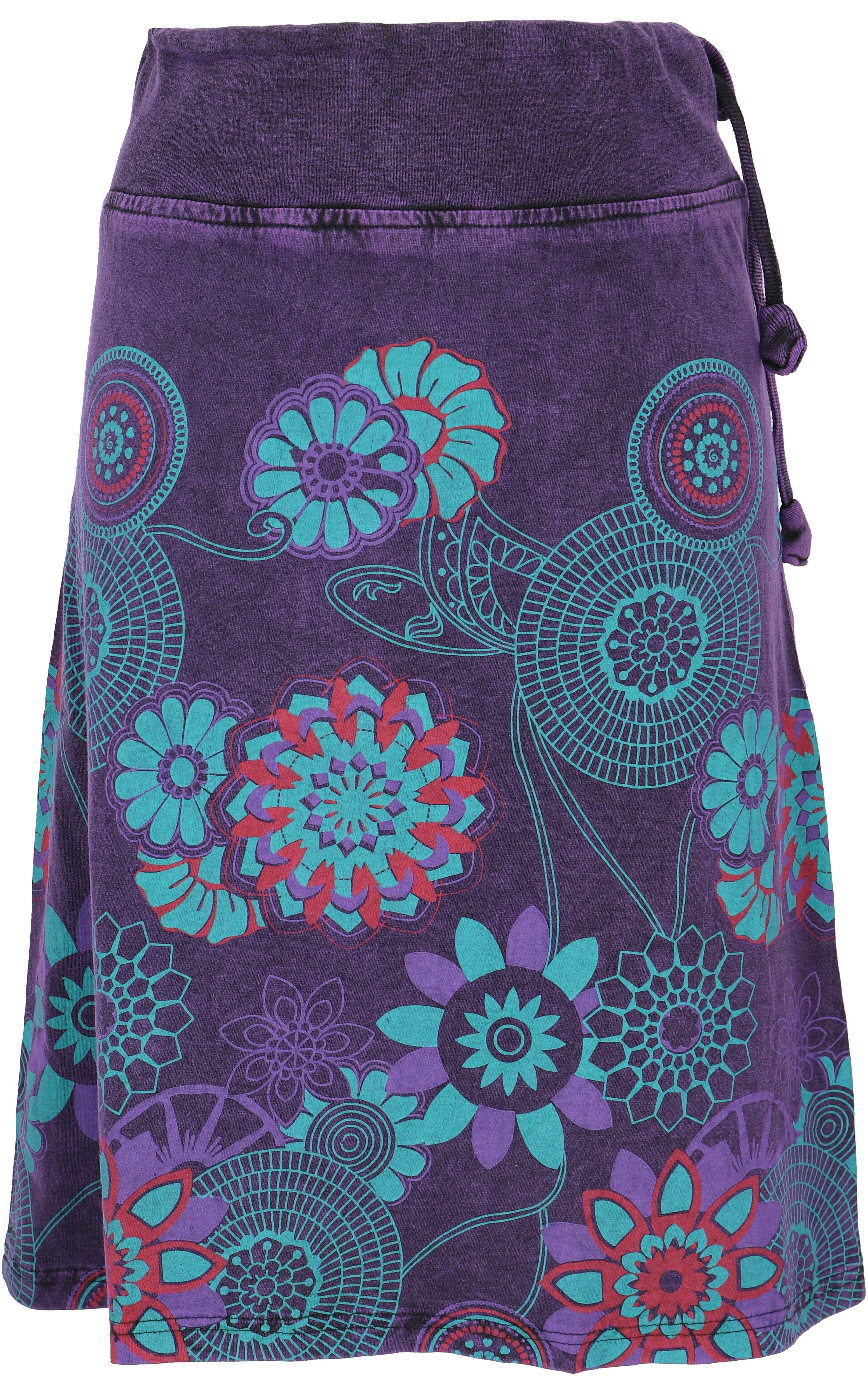 Guru-Shop Minirock Knielanger Rock Boho chic, farbenfroher Retro.. alternative Bekleidung