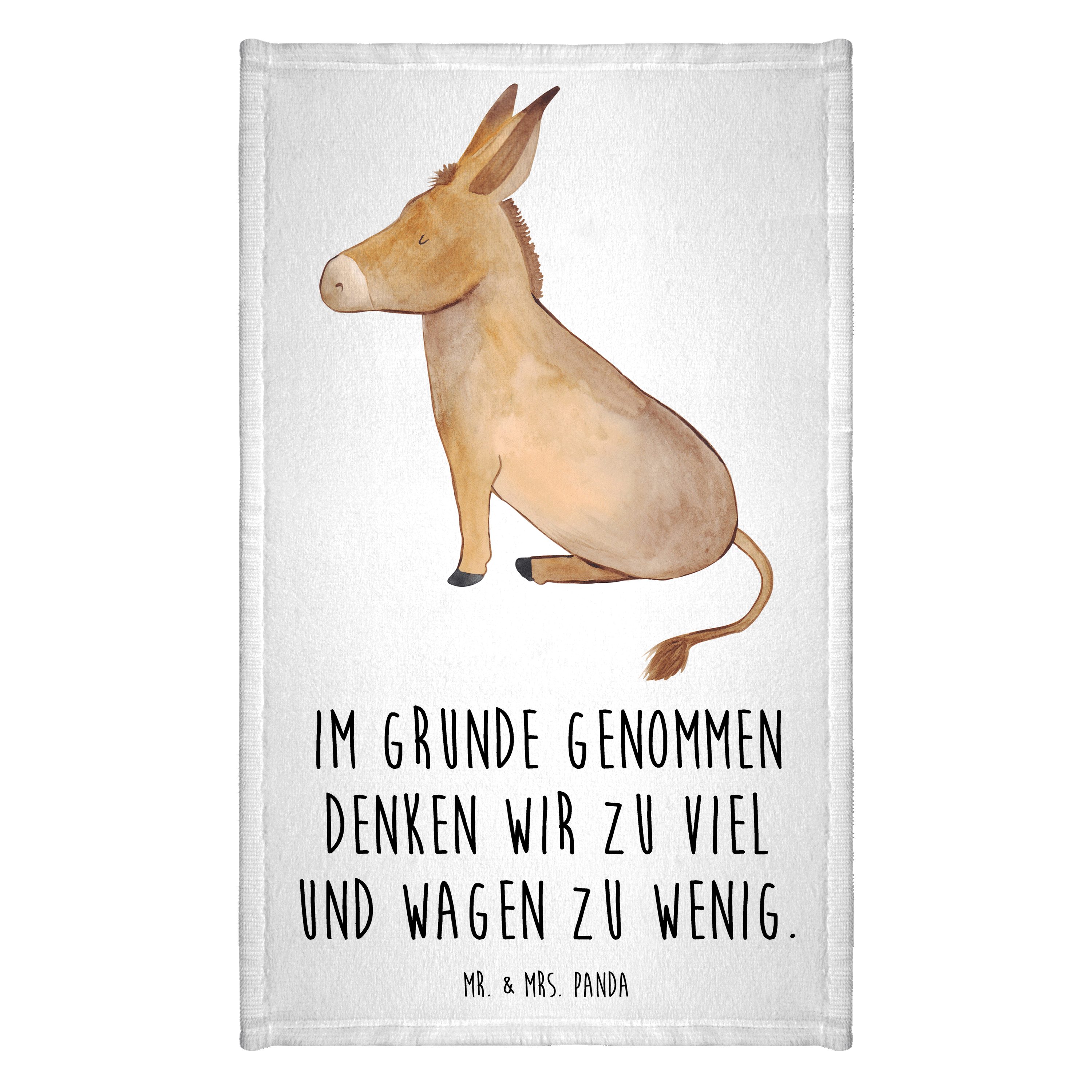 Handtuch Esel - Weiß - Geschenk, Tiere, Gute Laune, Mut, Gästetuch, positive g