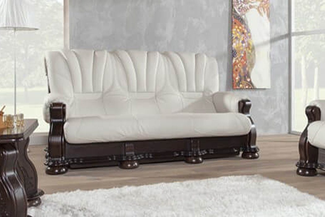 JVmoebel Sofa, Dreisitzer Sofa Leder Couch Holz Polster Klassische