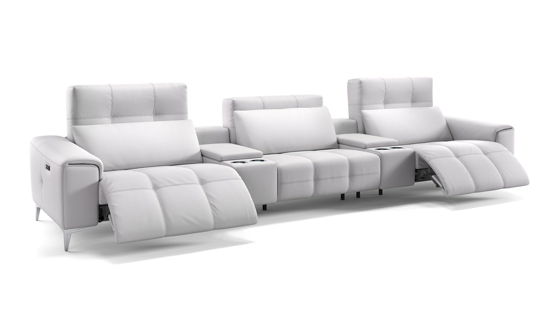 Sofanella Sofa Sofanella - Leder 3-Sitzer Kinosofa SALENTO in Weiß S: 310 x 100 cm