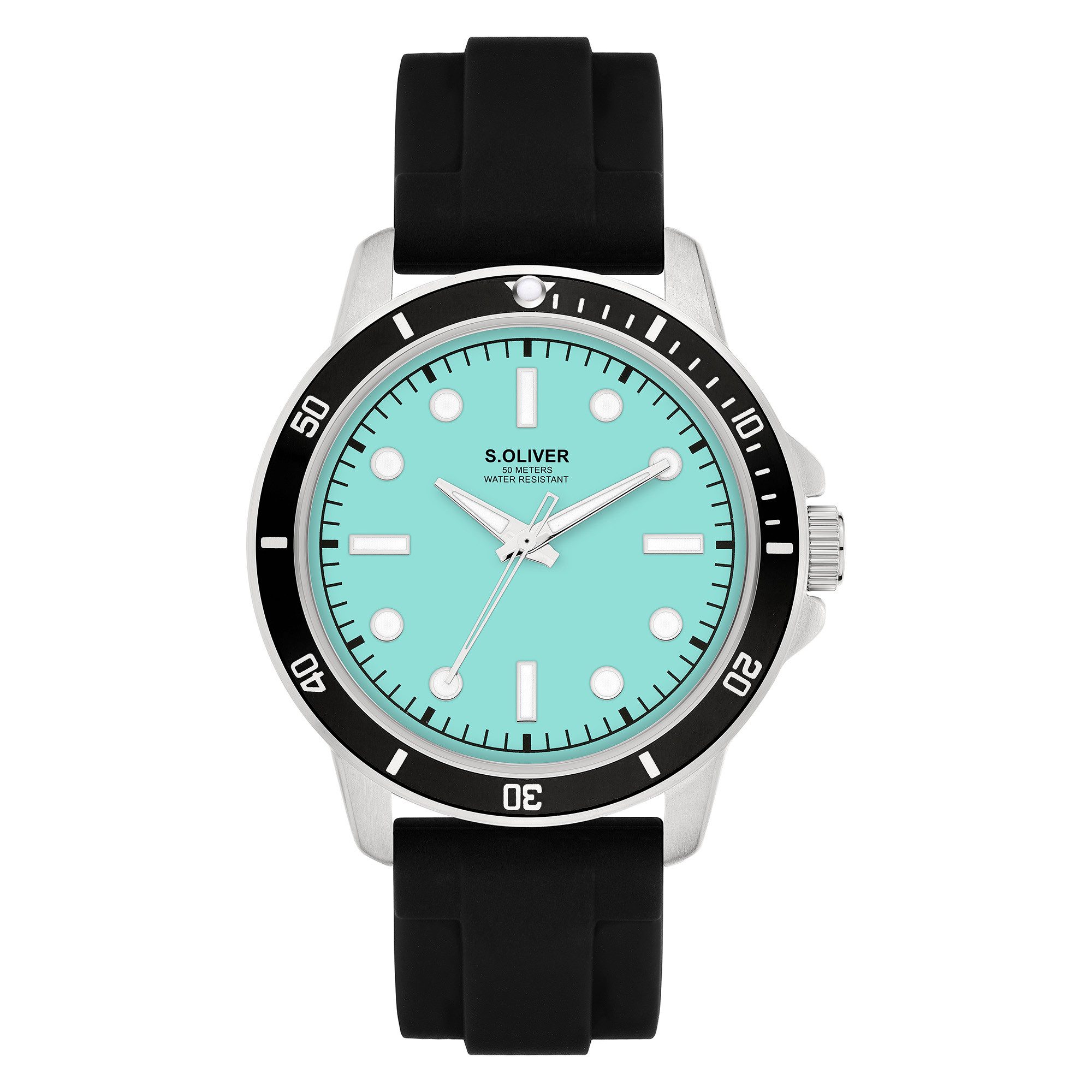 s.Oliver Quarzuhr Elegant Silicone SO-4423-PQ, Armbanduhr, Herrenuhr, Silikonarmband, analog