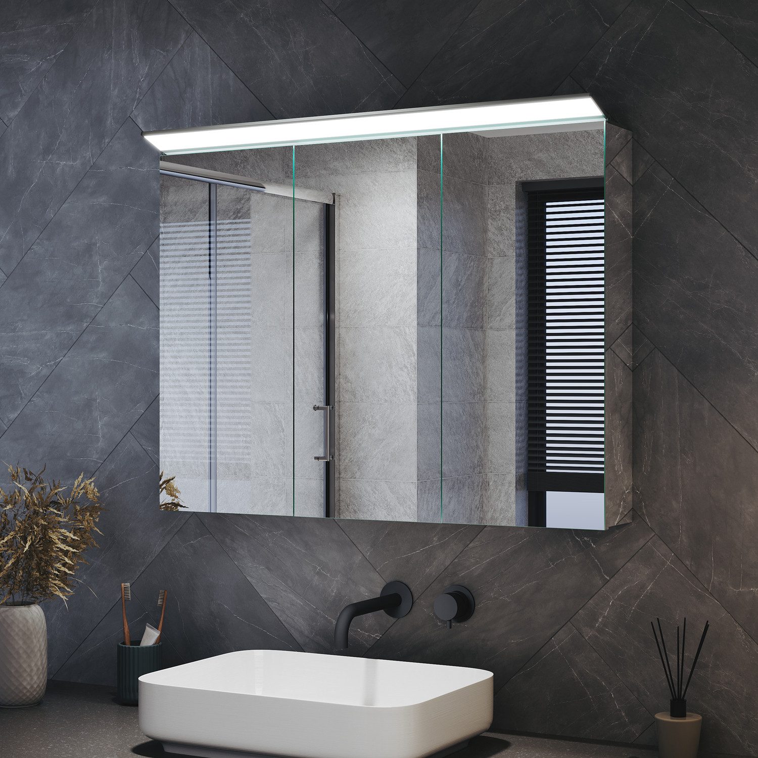 Spiegelschrank Badezimmerspiegelschrank mit Beleuchtung,Spiegelschrank mit Touch