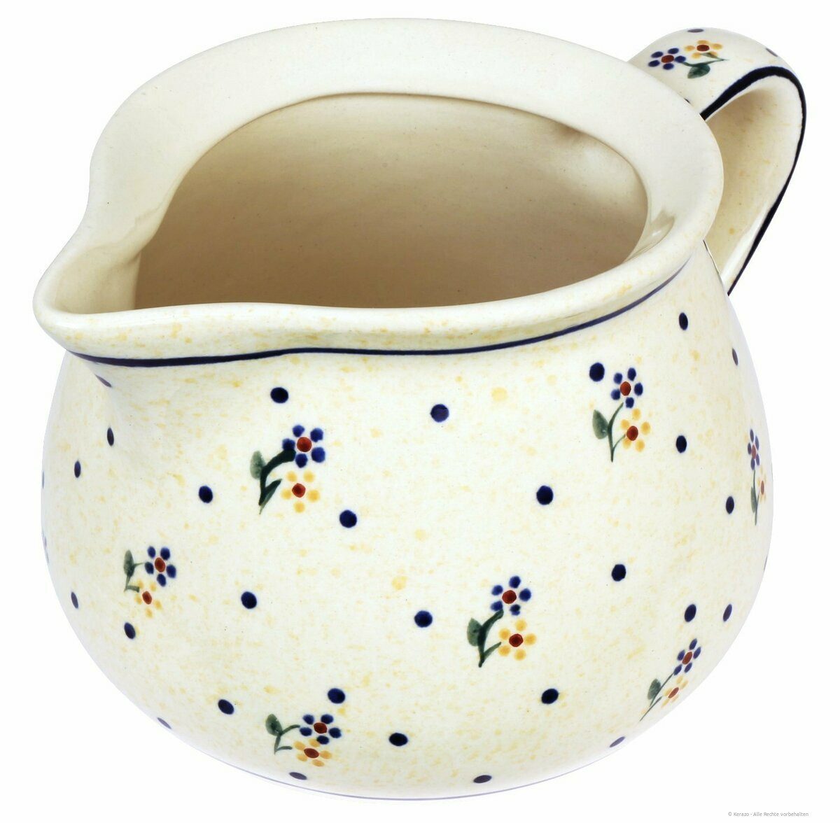 Kanne Bunzlauer Keramik 1L Milchkrug Kanne 19,4x10,8cm, Dekor 111