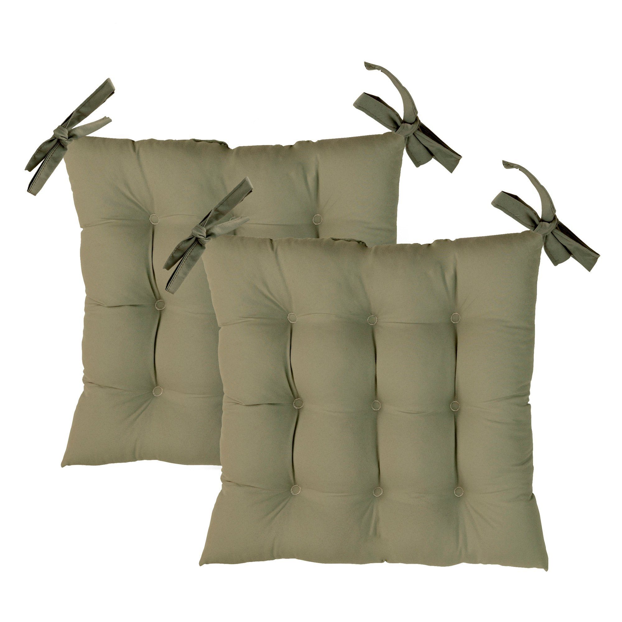 Komfortec 2er Set Stuhlkissen 40x40cm - Baumwolle Mit Bändern