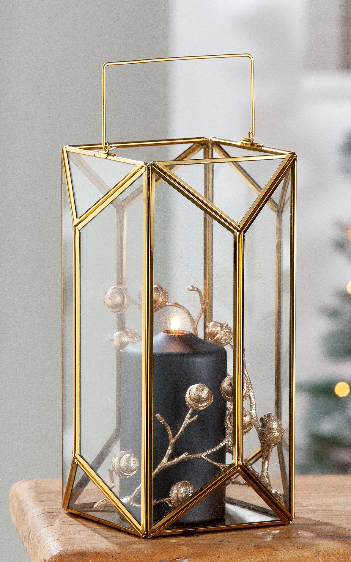GILDE Windlicht Kerzenhalter Cozy, Laterne (1 St), 1-flammig, aus Metall und Glas, Höhe ca. 29 cm