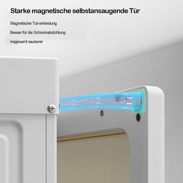 SEEZSSA Garderobenschrank Kleiderschrank mit Transparenten Türen 10 Fächer 6 Türen Aufhängung, Kleiderschrank für das Schlafzimmer Wohnzimmer Diele 170x69x50cm