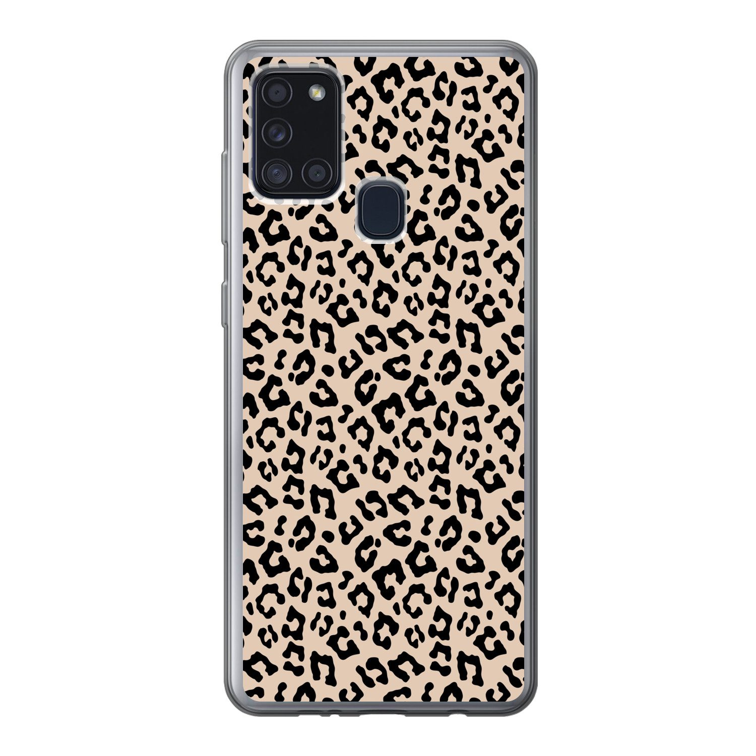 MuchoWow Handyhülle für Samsung Galaxy A21s Pantherdruck - Schwarz - Braun - Tierdruck, Smartphone-Bumper, Print, Handy Schutzhülle Dünn