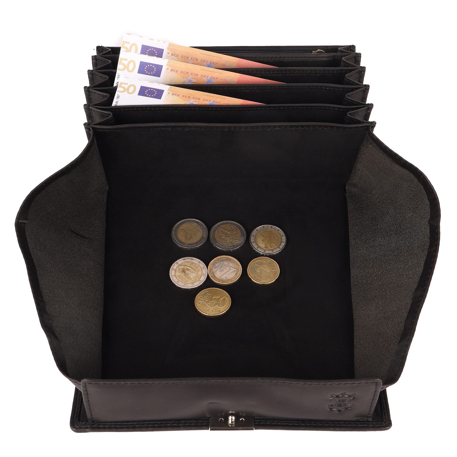 Benthill Geldbörse Kellner Echt Leder Kellnerportemonnaie RFID Schutz Profi Kellnerbörse, RFID-Schutz Kartenfächer Münzfach Reißverschlussfach