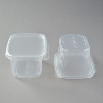 Einwegbecher 250 Stück Feinkostbecher mit Deckel, transparent, 300 ml eckig, PP, Servicebecher Dressingbecher Salatbox Salatschalen Saucenbecher