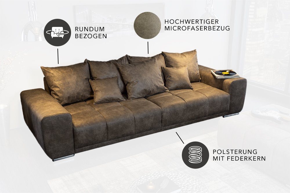 riess-ambiente Big-Sofa ELEGANCIA 285cm taupe, Einzelartikel 1 Teile, XXL Couch · Microfaser · mit Federkern · inkl. Kissen · Design – Bild 4 von 5