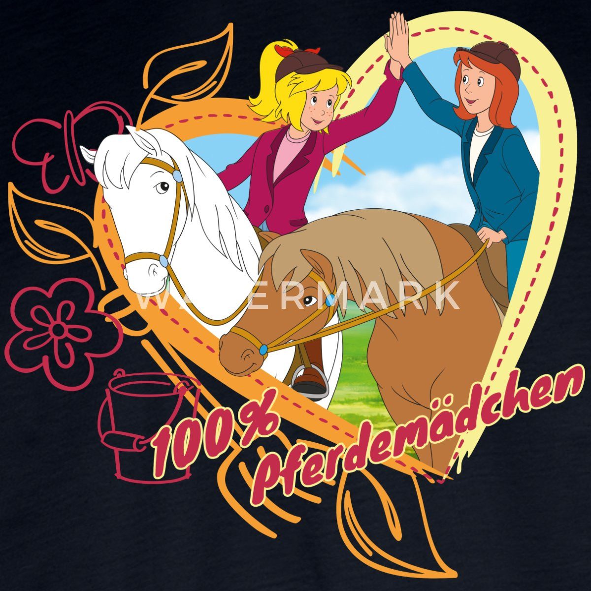 Spreadshirt T-Shirt Bibi Und Tina Pferdemädchen Herz Teenager Premium Langarmshirt (1-tlg)