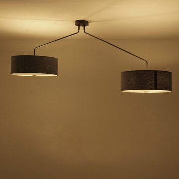 Licht-Erlebnisse Deckenleuchte HAWK, ohne Leuchtmittel, Deckenlampe Stoffschirm Grau schwenkbar XXL Wohnzimmer Schlafzimmer