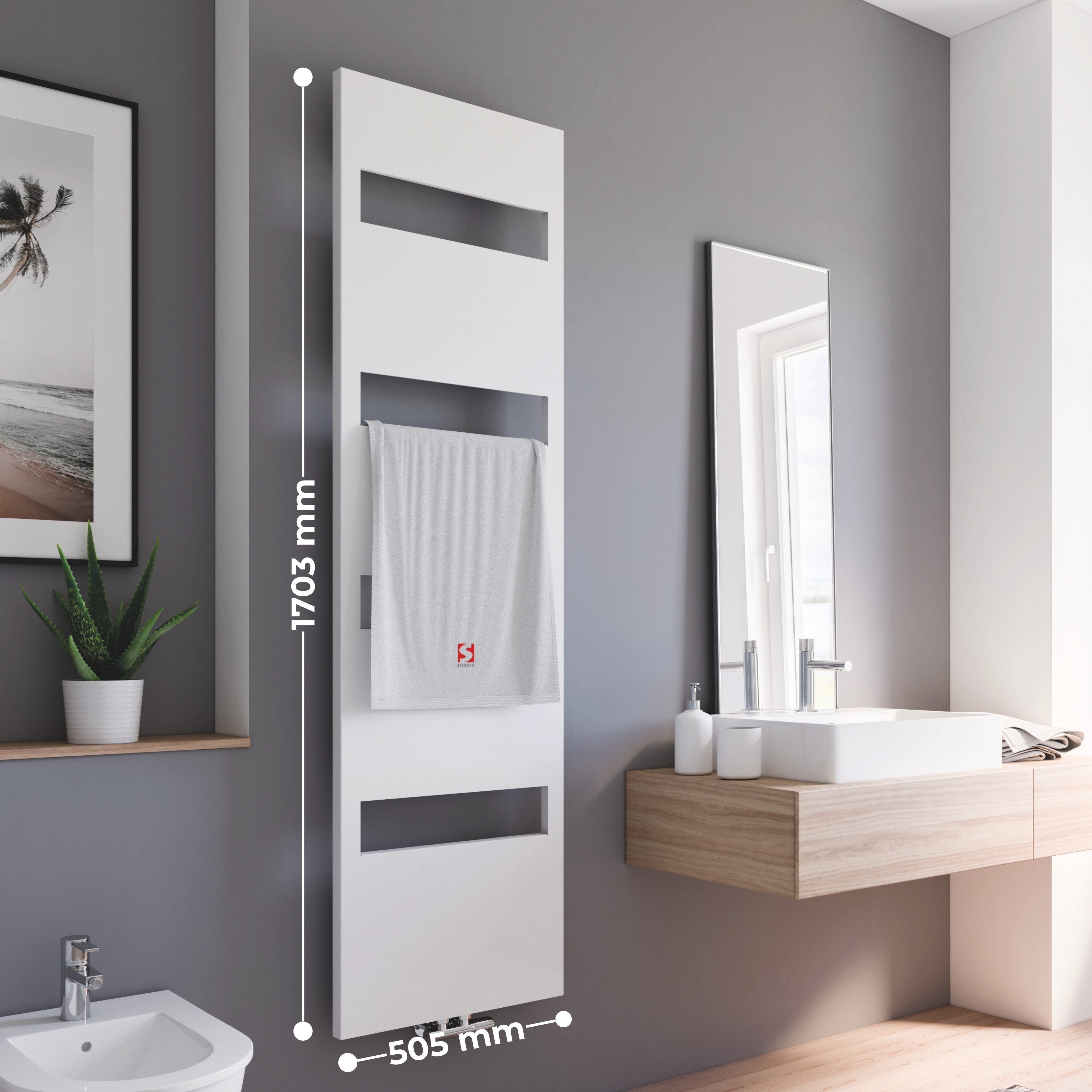 Schulte Badheizkörper Turin Design-Heizkörper, 170x50 cm, Mittel- und Seite günstig online kaufen