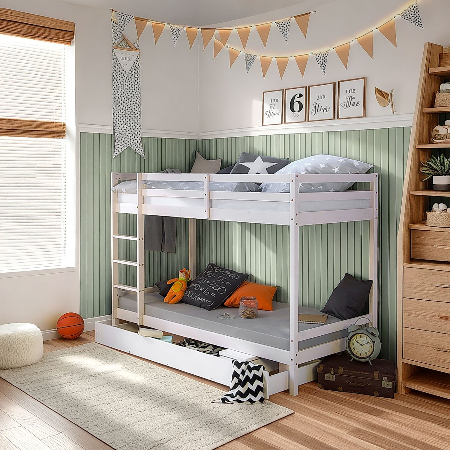 Homestyle4u Etagenbett in Weiß mit Matratze und Bettkasten 90x200 cm 2502 günstig online kaufen