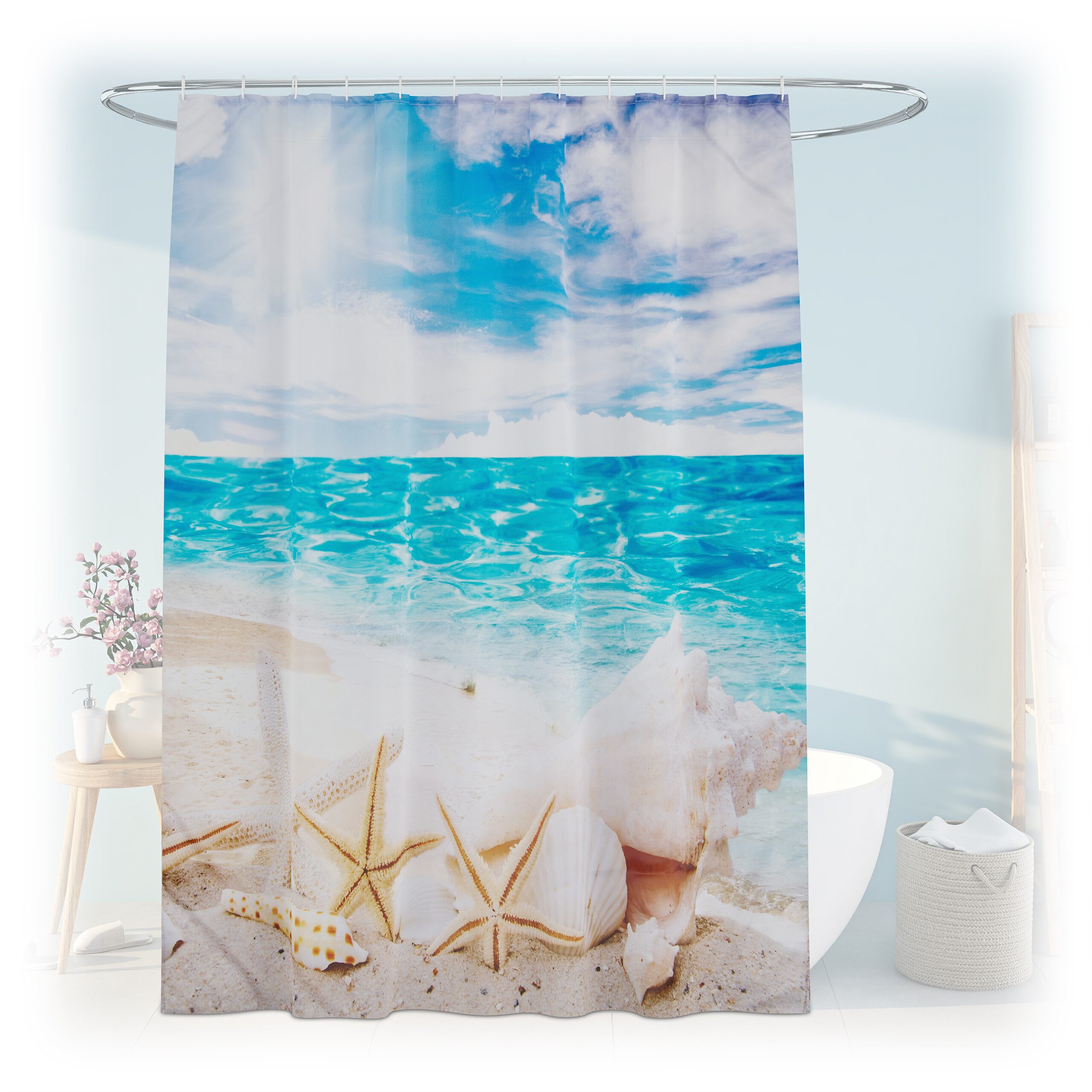 relaxdays Duschvorhang 180x200 cm mit Motiv günstig online kaufen
