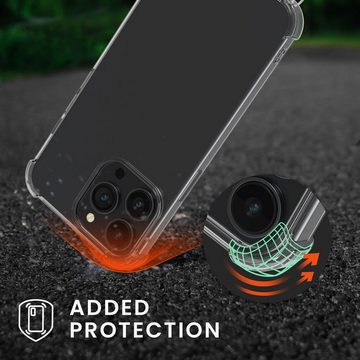 kwmobile Handyhülle Hülle für Apple iPhone 14 Pro Max, mit Metall Kette zum Umhängen - Silikon Handy Cover Case Schutzhülle