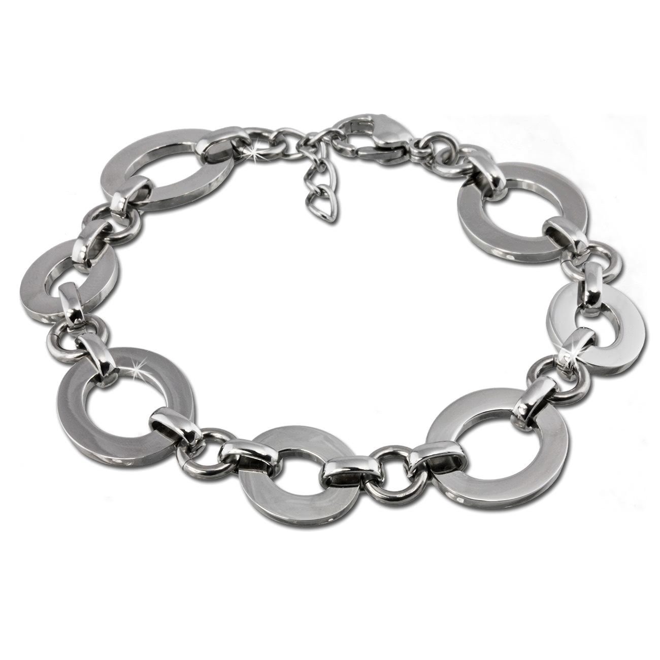 Amello Edelstahlarmband Amello Oval Armband grau weiß Damen (Armband), Armband (Oval) ca. 18cm + 2cm Verlängerung, Edelstahl (Stainless Steel