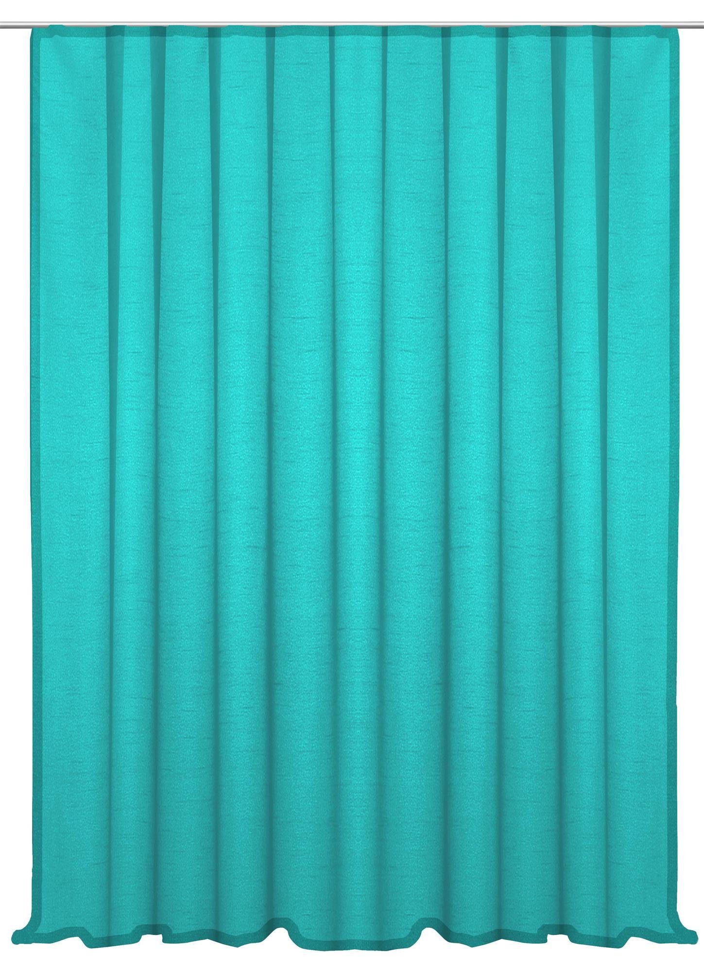 Haus (1 St), und cm Türkis Kräuselband Deko, Gardine, halbtransparent halbtransparent, Gardine Seidenglanz Polyester Kräuselband Vorhang 300x245