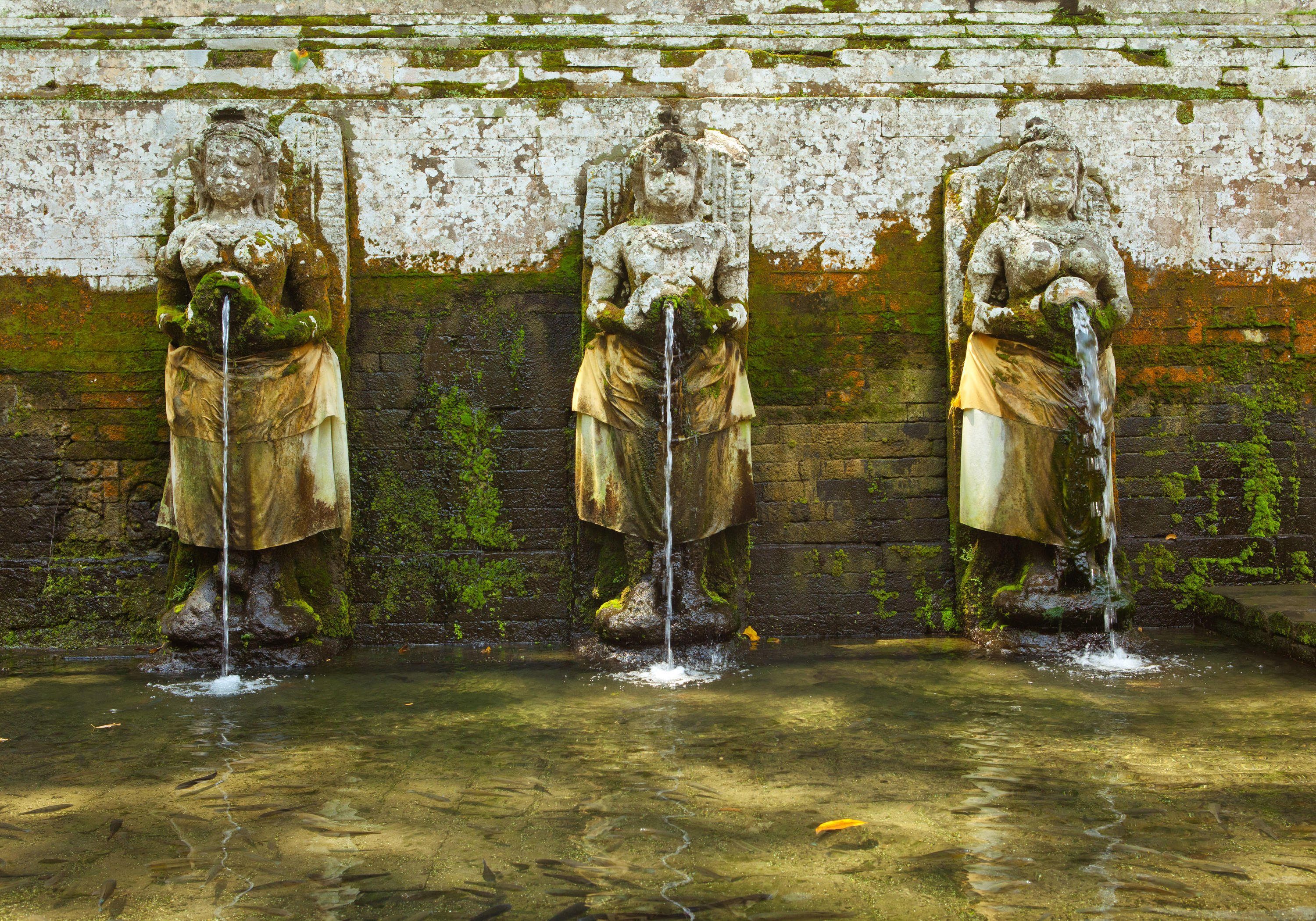 Gajah, Brunnen Tempel Goa wandmotiv24 Wandtapete, Vliestapete Motivtapete, am Fototapete matt, glatt,