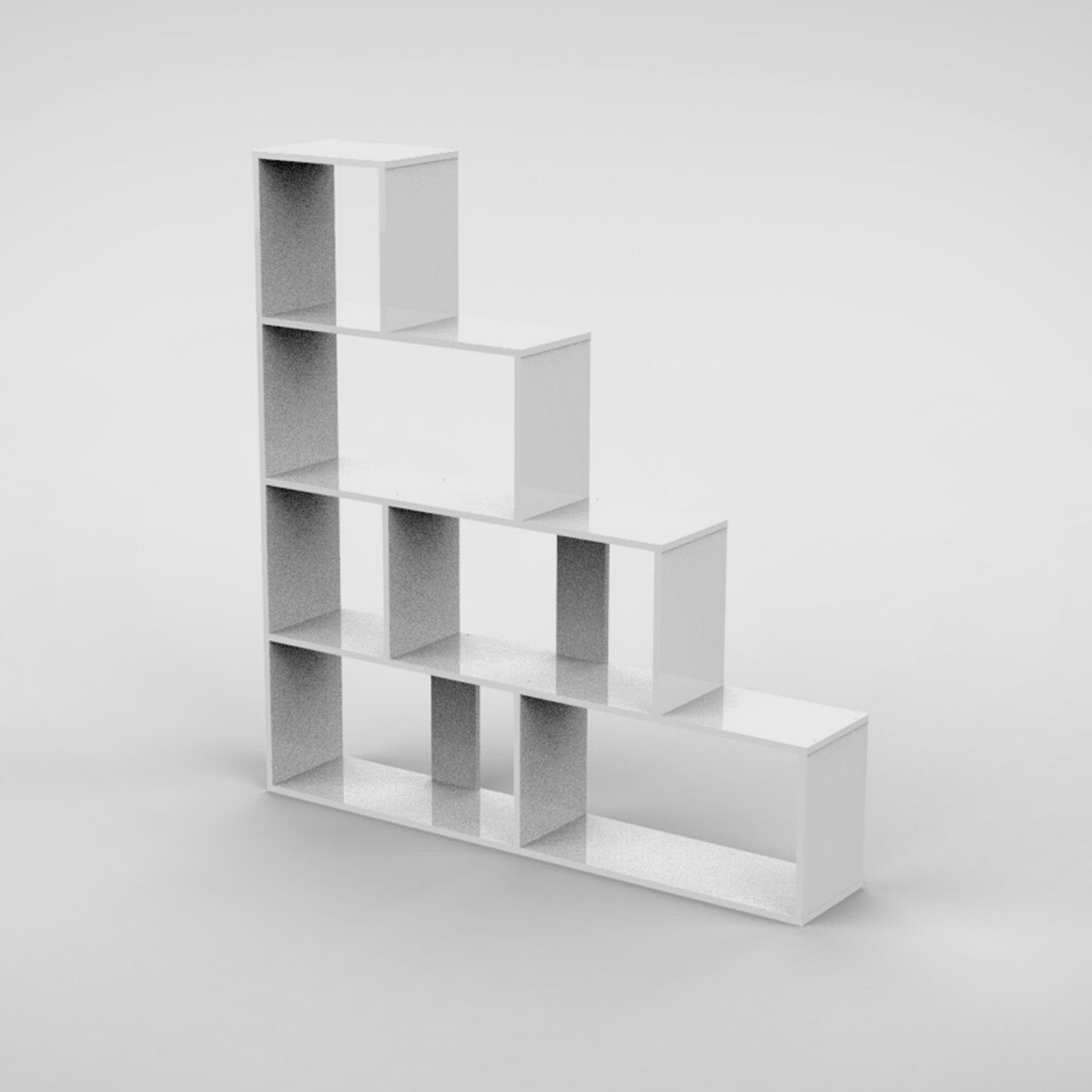 Coemo Regal, großes Treppenregal 155x29x163 cm aus Holz Raumteiler farblich kombinierbar Weiß