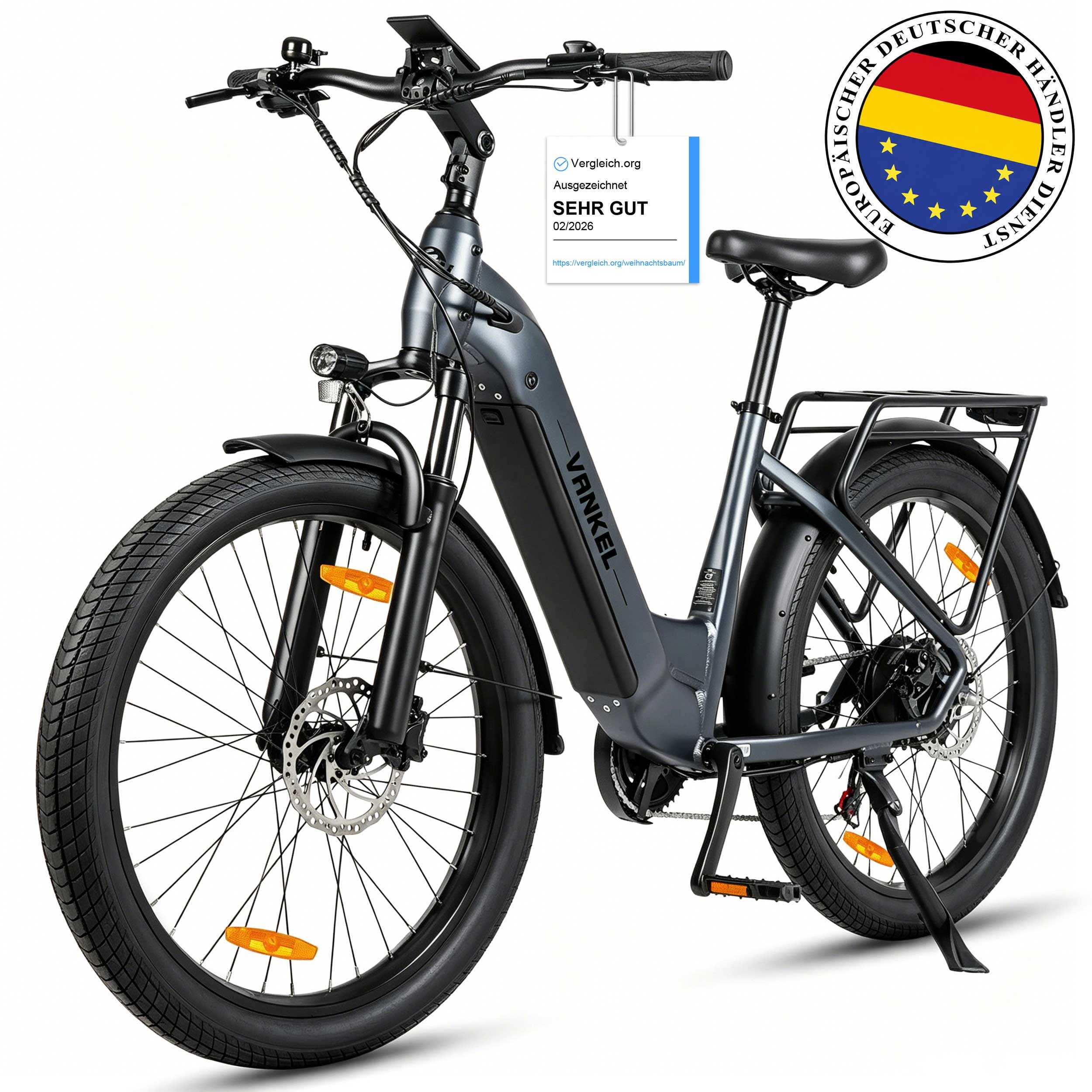 Vankel E-Bike Cityrad 26”×3,0 Zoll E-Fahrrad Damen u. Herren 720 WH Pedelec 48V 15AH 120 km, SHIMANO, Kettenschaltung, Heckmotor, 720 Wh, Fat Mountain LG Akku All-Terrain mit Drehmomentsensor E-bikes
