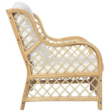 furnicato Sessel mit Kissen Natur-Rattan und Leinen