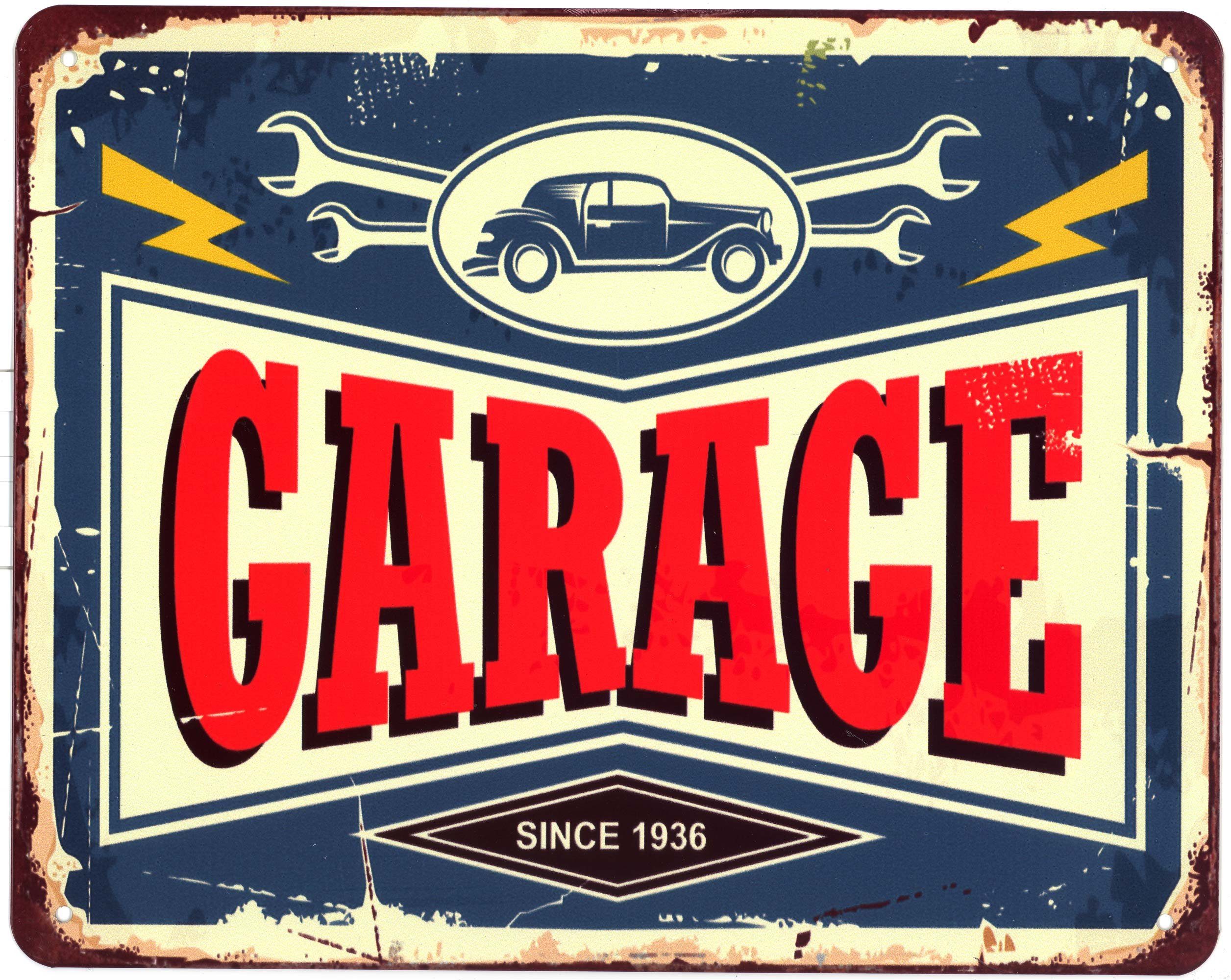 Metallschild Blechschild Garage Since 1936