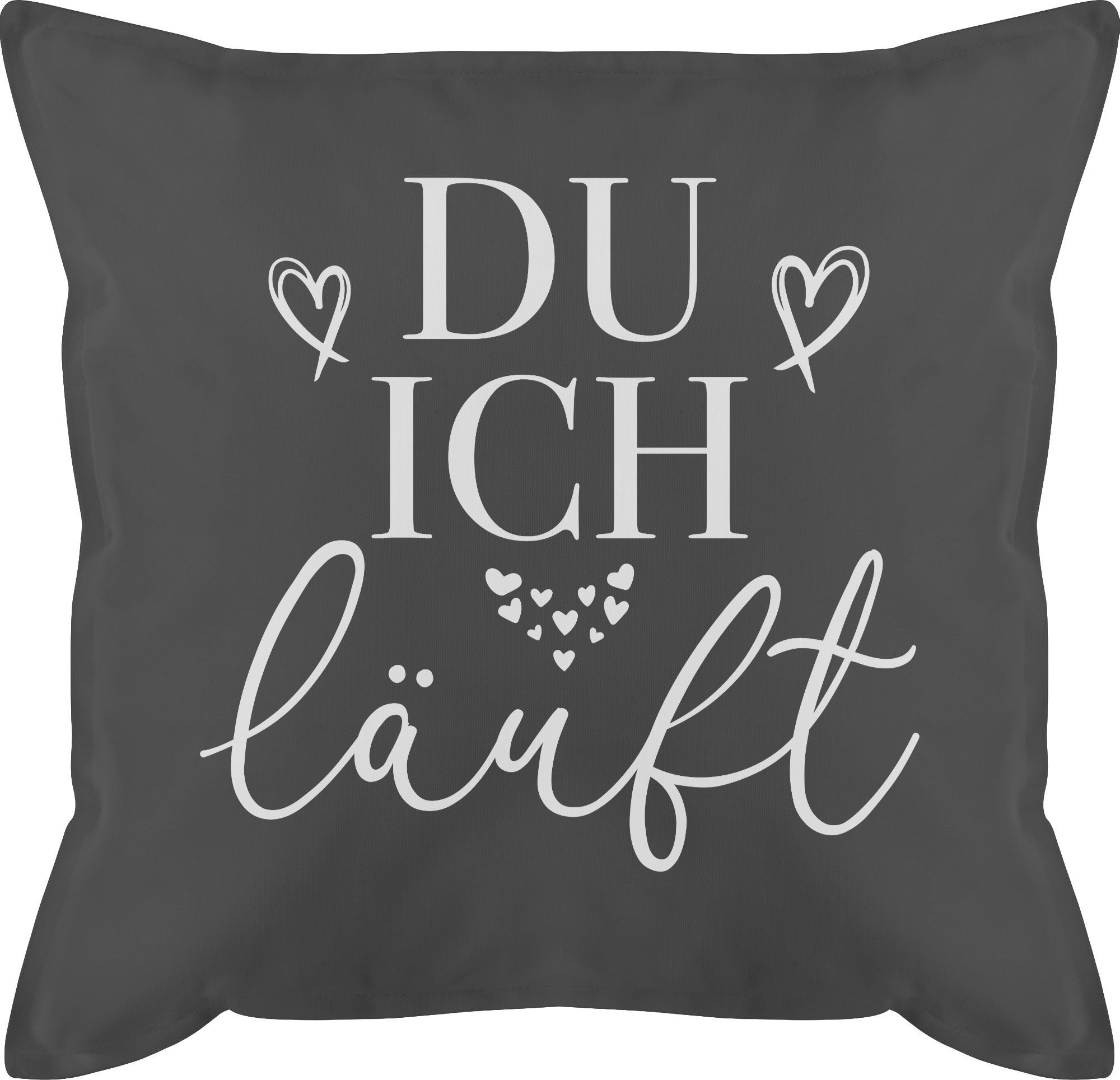 1 - - Ich - Dekokissen Weiß, Grau Dekokissen Läuft Shirtracer Valentinstag Geschenk Du