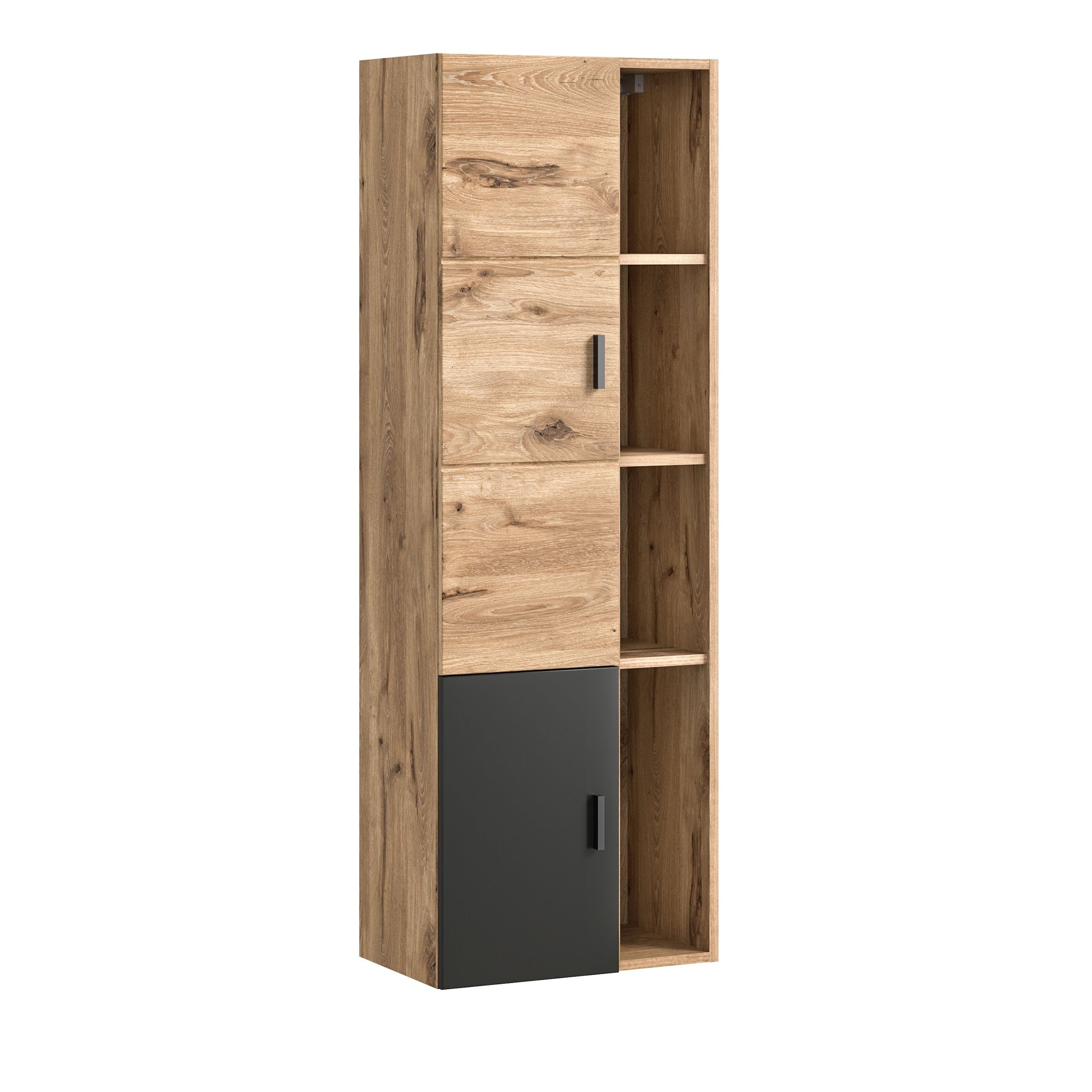 Newroom Midischrank Nox Oak NB 144 cm Midischrank Nox Oak NB Nox Oak MDF TZ Modern Badschrank Badezimmerm...