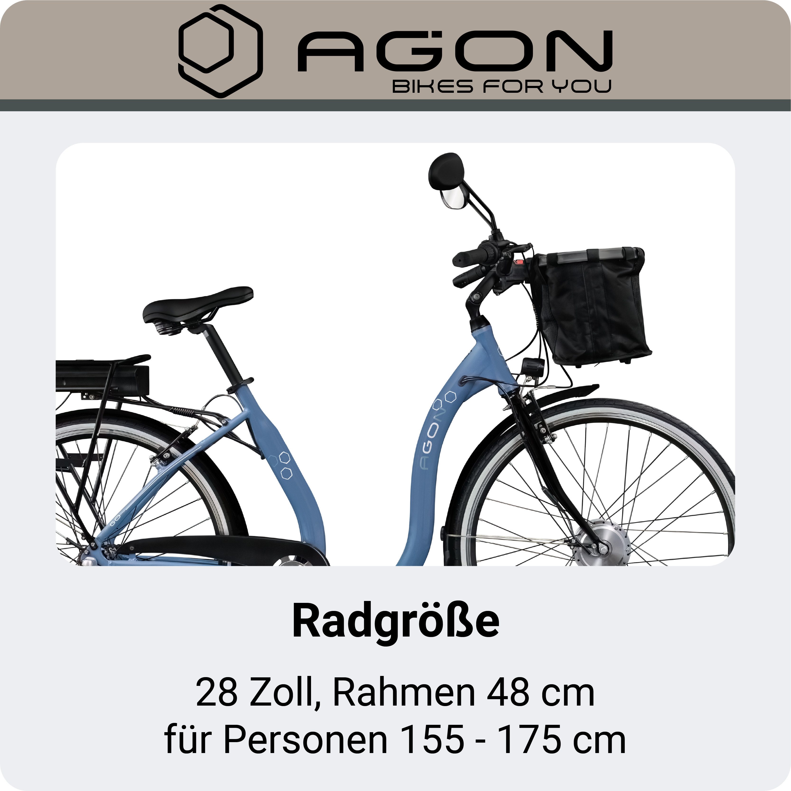 AGON E-Bike Cityrad Assist, 3 Gang, Nabenschaltung, Frontmotor, 374 Wh, tiefer Einstieg – Bild 4 von 5