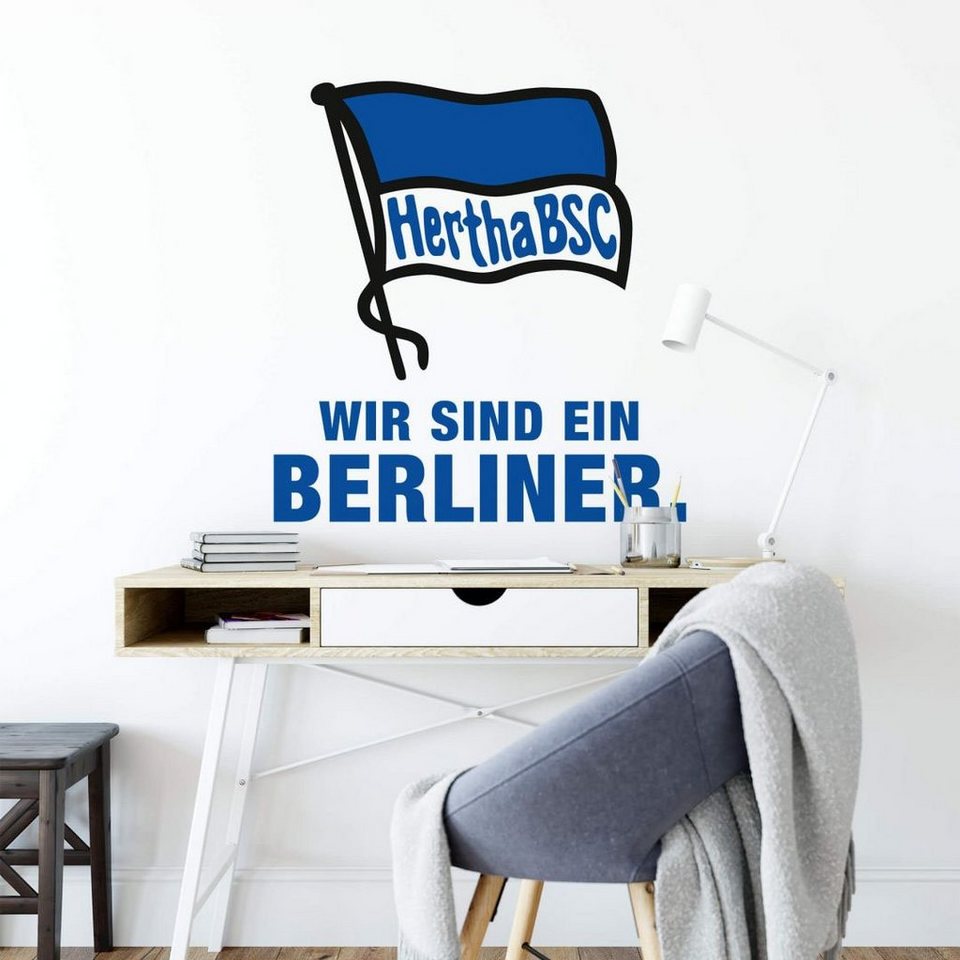 Wall-Art Wandtattoo Hertha BSC Logo Schriftzug (1 St), Eigene Herstellung  in Berlin mit hohem Anteil an Handarbeit