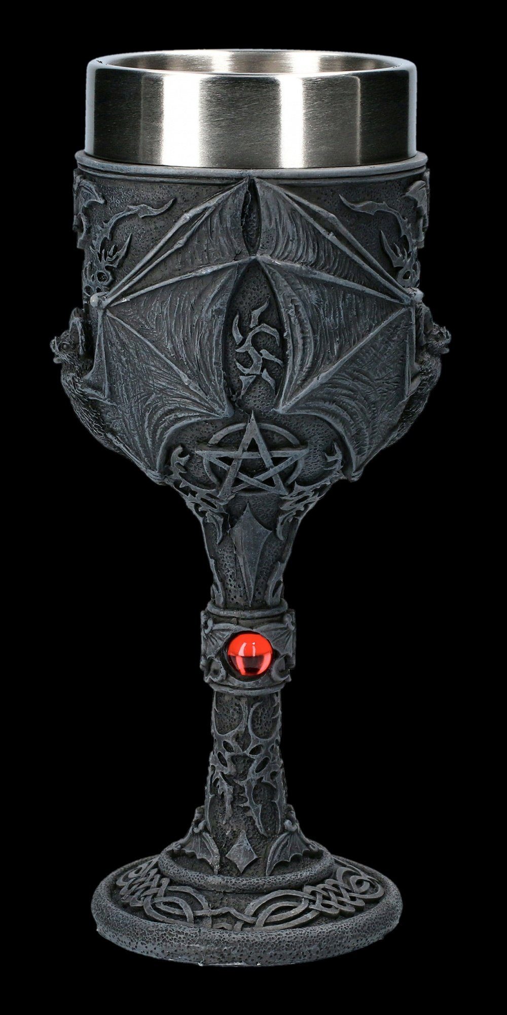 Figuren Shop GmbH Becher Kelch mit Fledermaus - Dark Fang - Gothic Becher 200ml, Kunststein (Polyresin), Edelstahl